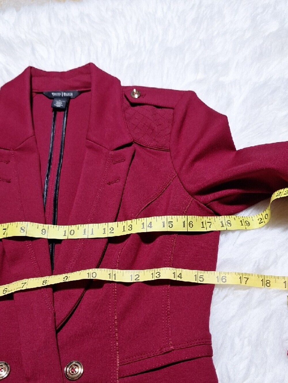 White House Black Market Raspberry Double-Breasted Ruffle-Front Blazer - Picture 11 of 14